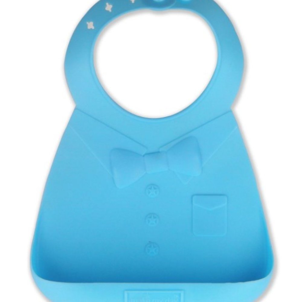 NEW Silicone Baby Bib Bowtie for Messy Eaters Blue